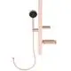 Ideal Standard Brausekombination in Roségold mit Halterung, flexibler Handbrause und zwei Ablagen für Duschutensilien. Minimalistisches Design zur Wandmontage.